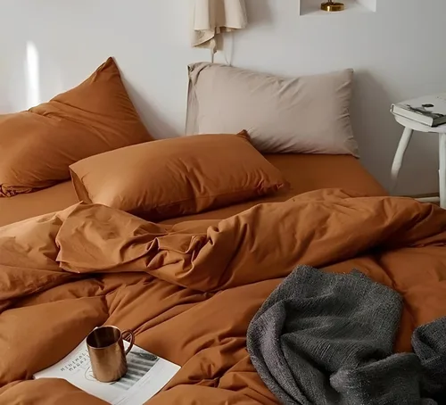 Miniatura 2 de INDACORIFY Cotton Duvet Cover in Cinnamon Boho Bedding 100% Cotton Washed Duvet Cover Queen Size Cinnamon Bedding Cover Custom Size Comorter Cover