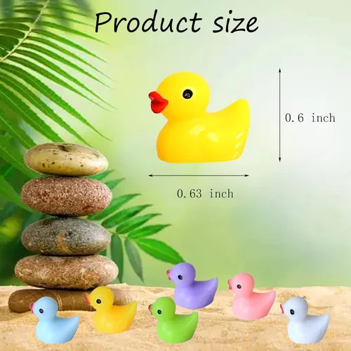 Miniatura 2 de Tindobewan 100 piezas de pequeños patos de resina, mini patos en miniatura, adornos para manualidades, jardín, acuario, decoración del hogar
