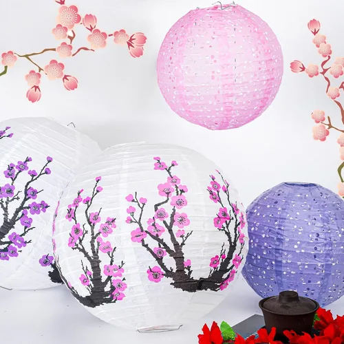 Miniatura 7 de 13 faroles de papel chinos japoneses con flor de cerezo rojo, farol colgante decorativo Hibachi, decoraciones de fiesta para Año Nuevo chino, hogar