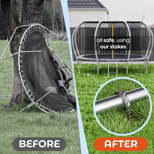 Miniatura 2 de Happin® Anclajes de trampolín de 12 pulgadas, estacas de trampolín, estacas de suelo resistentes, anclajes de tierra atornillados, accesorios