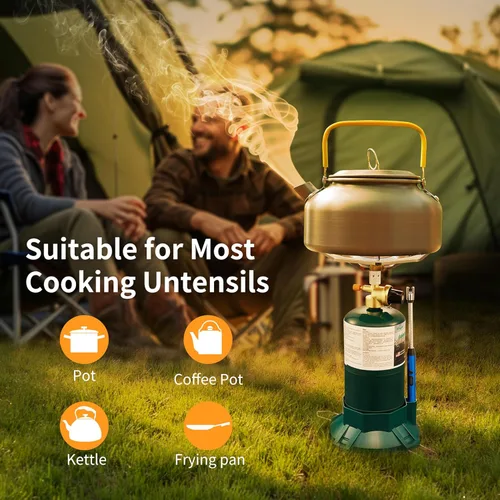 Miniatura 2 de Estufa de propano para acampar con quemador de propano, estufa de propano con parte superior de botella de un solo quemador, llama ajustable