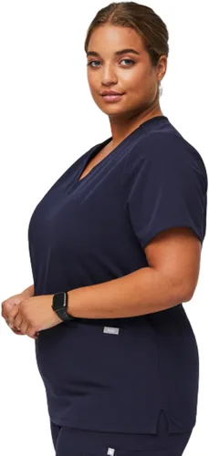 Miniatura 8 de FIGS Casma Scrub Tops para mujer ajuste clásico 3 bolsillos elástico en cuatro direcciones antiarrugas para mujer