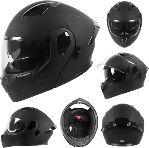 Miniatura 3 de Casco modular para motocicleta de adultos, con doble visera abatible, cara completa, aprobado por DOT para hombres, mujeres, moto, ATV, UTV, moto