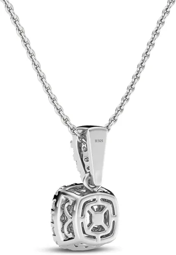Miniatura 3 de Femme Luxe Collar con colgante cuadrado de halo de diamantes cultivados en laboratorio de 033 quilates en plata de ley 925 cadena de cable de 18