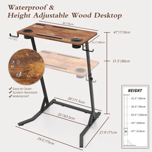 Miniatura 3 de OrigoDeco Escritorio de ciclismo de interior, escritorio de pie ajustable para almohadilla para caminar, escritorio de entrenamiento de bicicleta