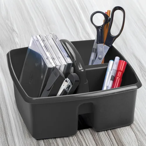 Miniatura 5 de Storex Organizador de limpieza pequeño de 3 compartimentos, organizador de suministros multiusos con asa, negro, paquete de 6 (00972A06C)