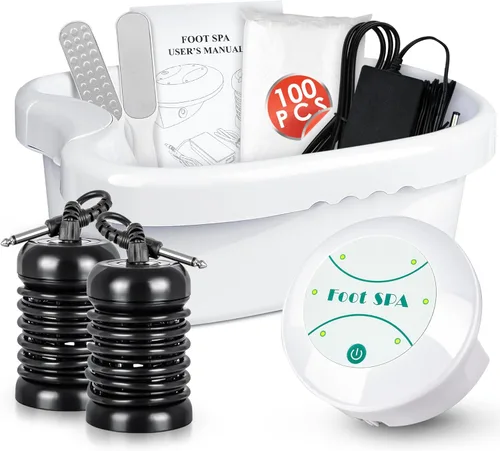 Máquina de desintoxicación de baño de pies iónico, máquina de desintoxicación de pies, baño de spa iónico portátil para uso doméstico, 100 forros, 2