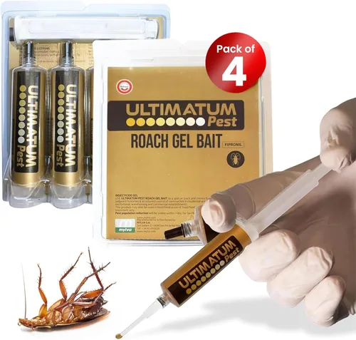 Cebo de gel para cucarachas, paquete de 4 jeringas para infestación en interiores, para hogares y negocios, control de cucarachas, eficiente mata