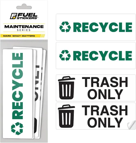 Calcomanías de reciclaje de basura, etiquetas de basura de alta resistencia, clasificadas para interiores y exteriores, resistentes a la intemperie,