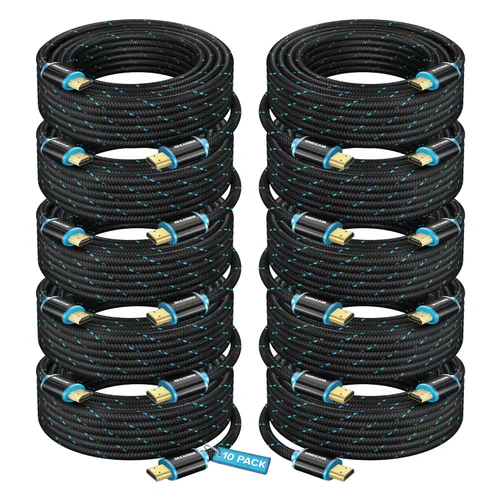 Miniatura 8 de Cable HDMI 4K Ultra HD de 1 pie (paquete de 100) Cable HDMI 2.0 trenzado de nailon, alta velocidad 18Gbps 4K60Hz HDR, 3D, 2160p, 1080p, HDCP 2.2