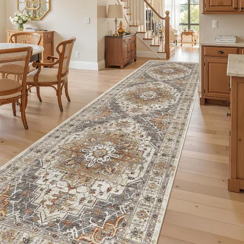 Miniatura 872 de Madane Tapete lavable de 2 x 10 pies para pasillo, cocina, recibidor, clásico, suave, antideslizante para interiores, casa de campo, baño, sala