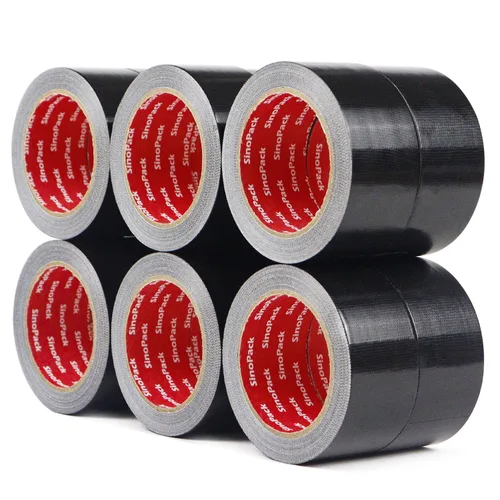 Paquete de 12 cintas adhesivas negras resistentes al agua, sin residuos, longitud total, 240 yardas x 1.88 pulgadas x 9 mil, cinta adhesiva negra