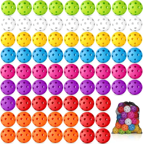 Miniatura 19 de Coopay Paquete de 24/80 pelotas de práctica de béisbol, bolas de entrenamiento de plástico, bolas de softball huecas ligeras para golpe, Verde y azul