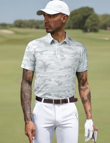 Miniatura 161 de TAPULCO Camisetas tipo polo de secado rápido para hombre, diseño de camuflaje, atléticas, ligeras, transpirables, casuales, para golf