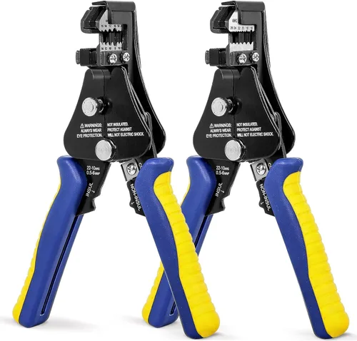 haisstronica Herramienta pelacables, paquete de 2 pelacables automáticos 3 en 1 ajustables y resistentes para 8-26 AWG, pelacables, corte, engaste