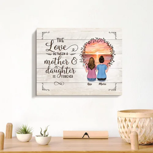 Miniatura 4 de Gossby Lienzo personalizado envuelto para mamá – El amor entre madre e hija es para siempre – Regalo personalizado con nombres de avatares – Regalo
