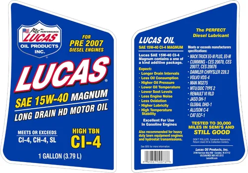 Miniatura 3 de Lucas Oil 10076 SAE 15W-40 API CI-4 Magnum Aceite de Motor para Trabajo Pesado - 1 Galón