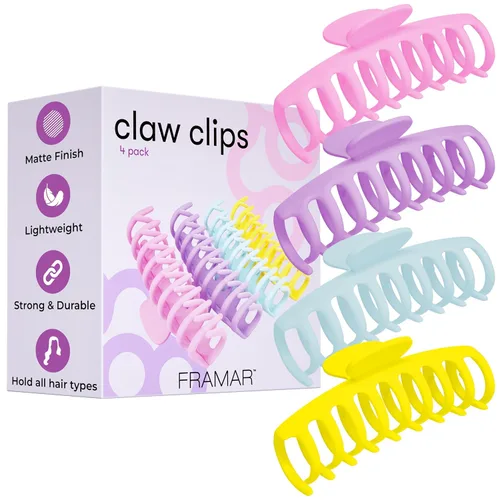 Miniatura 14 de FRAMAR - Pinzas grandes de garra para cabello grueso – Pinza grande para cabello grueso, pinzas grandes para mujeres, pinzas de garra para mujeres