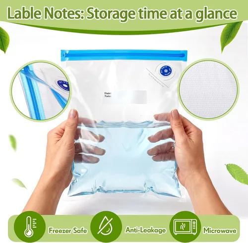 Miniatura 4 de Chumia Sous Vide - Bolsas de 4 tamaños, 60 bolsas reutilizables con sellado al vacío con válvula de aire, bolsa de almacenamiento de alimentos al