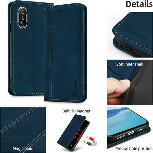 Miniatura 6 de AKABEILA Compatible con Xiaomi Redmi K40 Gaming Wallet Case, PU Leather Kickstand Card Slots Case para Xiaomi Poco F3 GT Cierre Magnético Cubierta