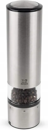 Miniatura 3 de Peugeot - Molinillo eléctrico de sal Elis Sense u'Select - Molinillo ajustable, funciona con pilas - Luz LED azul, acero inoxidable, 8 pulgadas