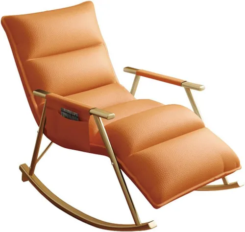 Miniatura 10 de Adjustable Leather Recliner Chair with Footrest Ergonomic Rocking Chair for Living Room Stylish ge Upholstered Lounge Chair with Storage Amarillo