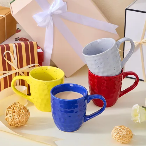 Miniatura 5 de Juego de 4 tazas de café de cerámica grandes de 14 onzas con asas, café, ensalada, fideos, etc. tazas para café con leche de cereales