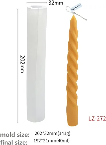 Miniatura 2 de Paquete de 2 moldes de vela en espiral retorcida - Molde de silicona cilíndrico para decoración de pasteles, forma redonda, jabón, flores, fondant