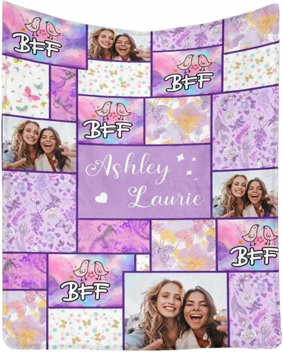Miniatura 23 de InterestPrint Manta de forro polar suave con memoria personalizada para mejor amiga, personalizada con imágenes y texto para la graduación de tu