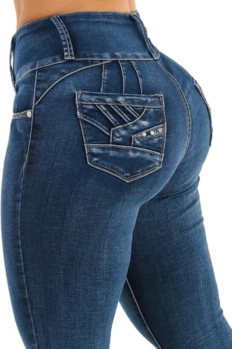 Miniatura 5 de Moda Xpress - Jeans ajustados con levantamiento de glúteos y cintura alta para mujer