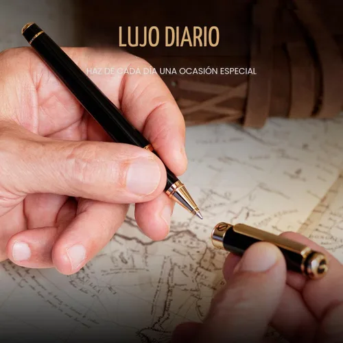 Miniatura 8 de Scriveiner Bolígrafo Rollerball de Laca Negra - Impresionante Bolígrafo de Lujo, Chapado en Oro Real, Repuesto de Tinta Schmidt, El Mejor Set de 1.