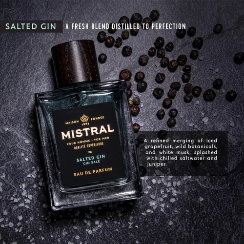 Miniatura 3 de Mistral Colonia para hombre - Eau de Parfum de ginebra salada Aroma masculino fresco y acuático con pomelo, ámbar, menta y almizcle blanco