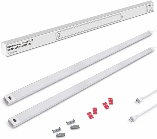 Miniatura 21 de 2 piezas Luces LED bajo gabinete con sensor de movimiento de mano, 16" Iluminación bajo encimera con regulable y 4000K blanco natural, Plug and