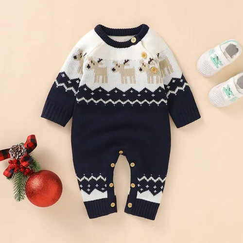 Miniatura 4 de Mameluco de Navidad de una pieza para bebés, niños y niñas, suéter de reno, ropa de festival de vacaciones