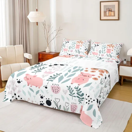 Miniatura 29 de Erosebridal Juego de sábanas de animales de la selva para niñas y niños, juego de sábanas de safari salvaje con diseño de elefante, oso, tigre