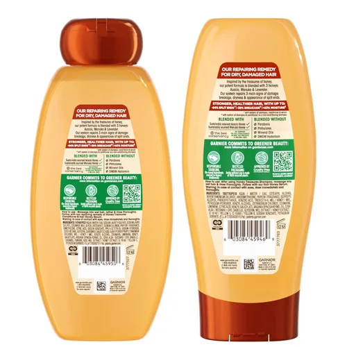 Miniatura 10 de Garnier Whole Blends Honey Treasures - Juego de champú y acondicionador reparador para cabello seco y dañado, 22 onzas líquidas (2 artículos), 1 kit