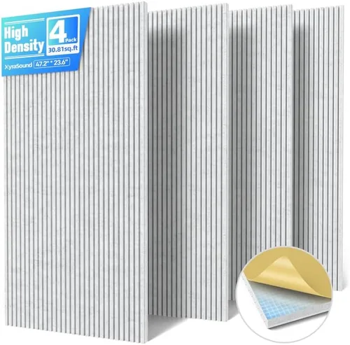 Miniatura 9 de Paquete de 8 paneles acústicos grandes que absorben el sonido con autoadhesivo, 47.2 x 23.6 x 0.36 pulgadas, paneles de espuma a prueba de sonido