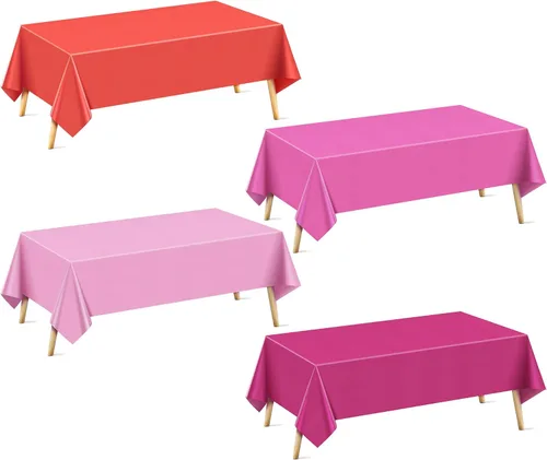 Miniatura 21 de Mantel rectangular de la serie azul y verde, 4 piezas, 54 x 72 pulgadas, color sólido, impermeable y a prueba de derrames, mantel de plástico