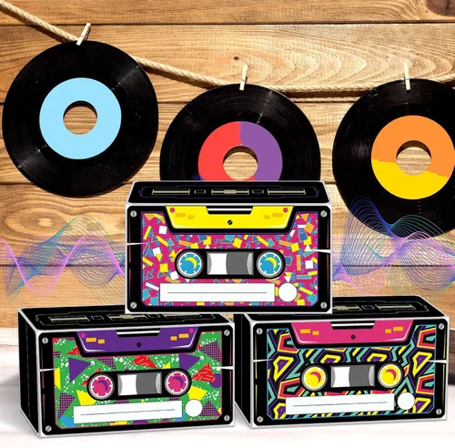 Miniatura 6 de Funrous 24 cajas de recuerdo de fiesta de los años 80 y 90, cajas de recuerdo de regreso a los años 80, cajas de regalo retro de cassette