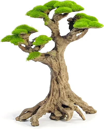 Miniatura 12 de Novelsite Decoración de Pecera - Árboles Bonsái con Musgo Artificial - Rocas de Acuario para Paisajismo Acuático - Hecho de Arenisca, Decoraciones