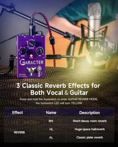 Miniatura 3 de Pedal de efectos vocales FLAMMA FV03 Procesador de voz Amplificador vocal Stompbox Efectos de cambio de voz que suenan como Robot Masculino Femenino