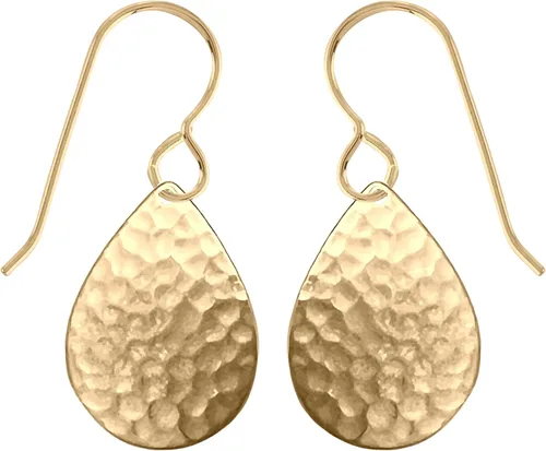 Miniatura 13 de Aretes colgantes grandes con disco circular martillado en plata, oro u oro rosa