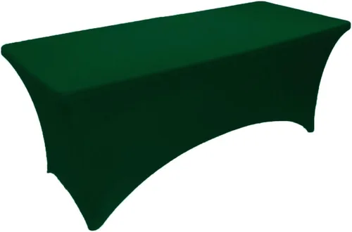 Miniatura 2 de Paquete de 2 manteles de elastano elásticos de elastano verde cazador de 4 pies para mesas rectangulares, eventos, bodas, banquetes y fiestas