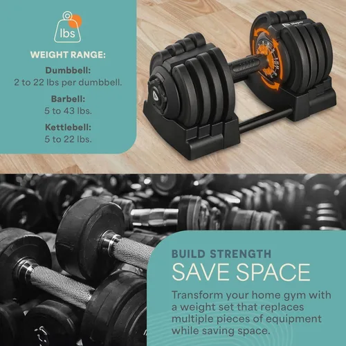 Miniatura 7 de Lifepro Adjustable Dumbbells Set – Quick Adjustment, Anti Slip Handle – Space Saving & Strength Training Weights for Home Gym Exercise & Fitness