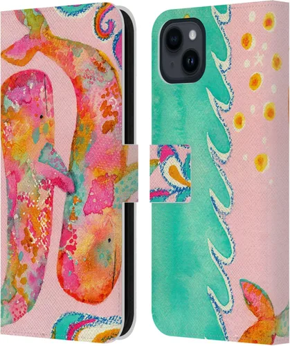 Miniatura 15 de Head Case Designs Officially Licensed Wyanne Blue Watercolour Bear Animals 2 Leather Wallet Case Compatible with Apple iPhone 15 Plus