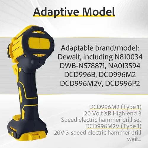 Miniatura 8 de Cabagii Reemplazo N578871 DCD996 Taladro de martillo carcasa de plástico para DeWalt se adapta a DWB-N578871 NA013594 DCD996M2 DCD996P2 DCD996-M2V