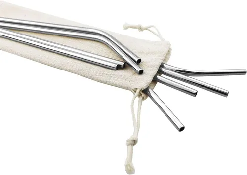 Miniatura 7 de Pajitas de metal de colores para leche y té, reutilizables, de acero inoxidable 304 con cepillo y bolsa de limpieza