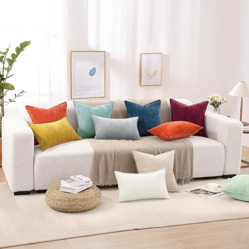 Miniatura 8 de decorUhome - Fundas de Cojín para Sofá 16x16 pulgadas Set de 2, Decorativas Suaves Euro Neutras de Felpilla con Diseño Elegante, Aqua Haze
