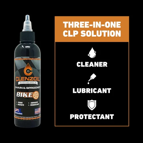 Miniatura 3 de Clenzoil Botella de cadena y piñón de 4 onzas, limpiador de cadena, lubricante y preventivo de óxido, protector de lubricante limpiador (CLP)