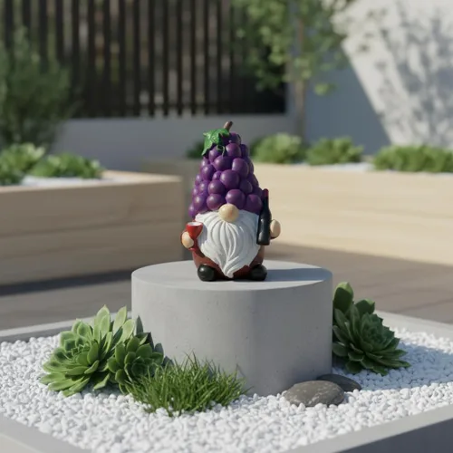 Miniatura 5 de Etlemonde Divertida estatua de gnomo de jardín caprichosa, decoración de resina en forma de uva de 5.9 pulgadas con botella de vino y vidrio, adorno